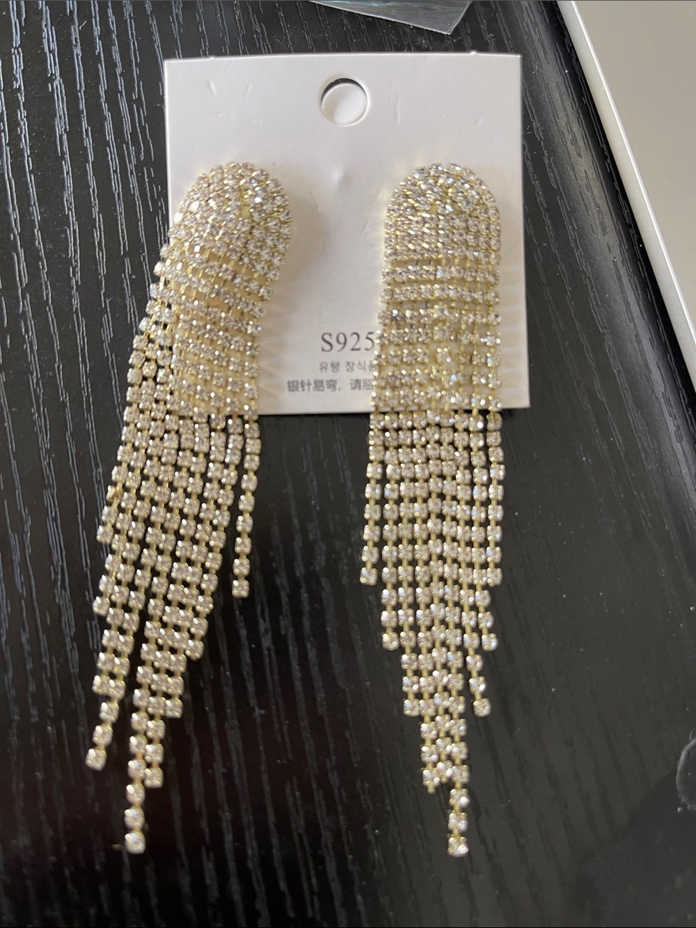 Crystal Fringe Drop Earrings waterfall 4”